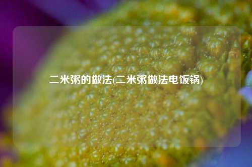 二米粥的做法(二米粥做法电饭锅)